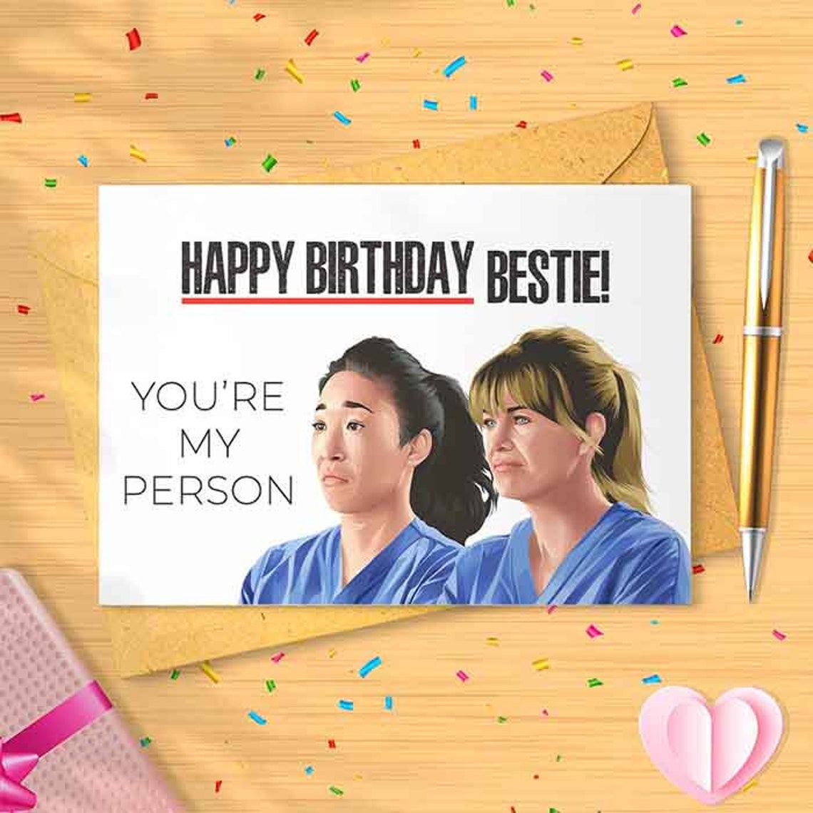 Funny Meredith and Cristina Birthday Card - You’re My Person, Best Friend Card, Birthday Coworker, Coworker Birthday, Funny Birthday [00278]