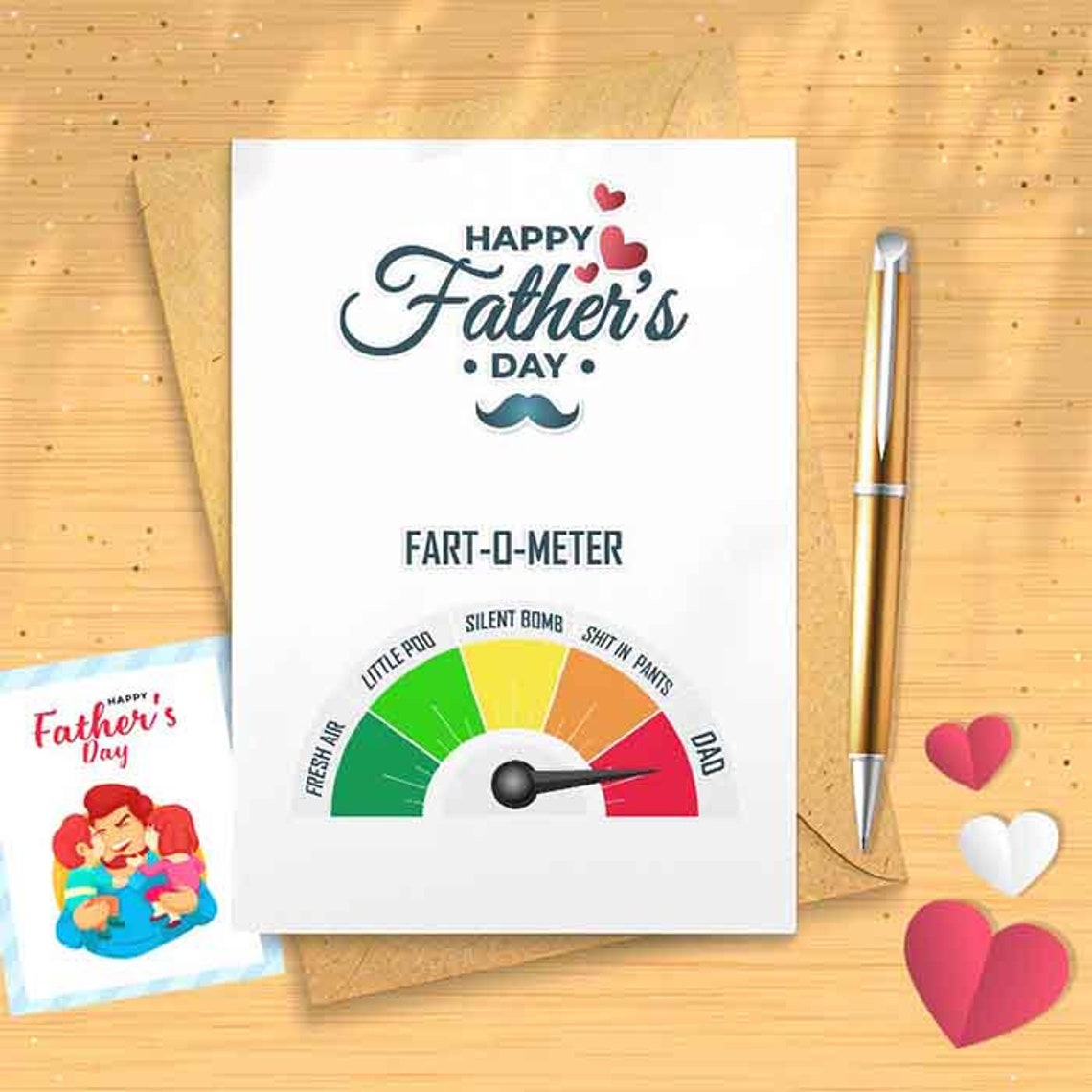 Funny Fathers Day Card - Fathers Day, Gift For Dad, Fart-O-Meter, Fart Joke, Father's Day Card For Dad, Husband, Him [00216]