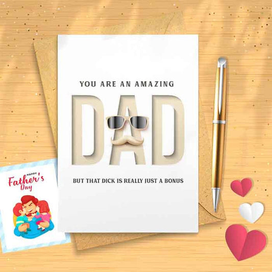 Funny Father's Day Card From Wife - Fathers Day Love Card, Amazing Dad Dick Bonus, Naughty, Dilf, Card For Husband, Boyfriend, Him