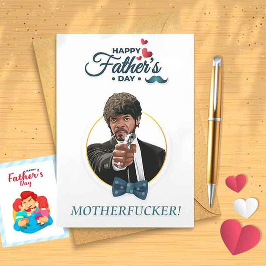 Funny Samuel Father's Day Card Personalized Gift Cards, Happy Father's Day Motherfucker, Movie [00733]