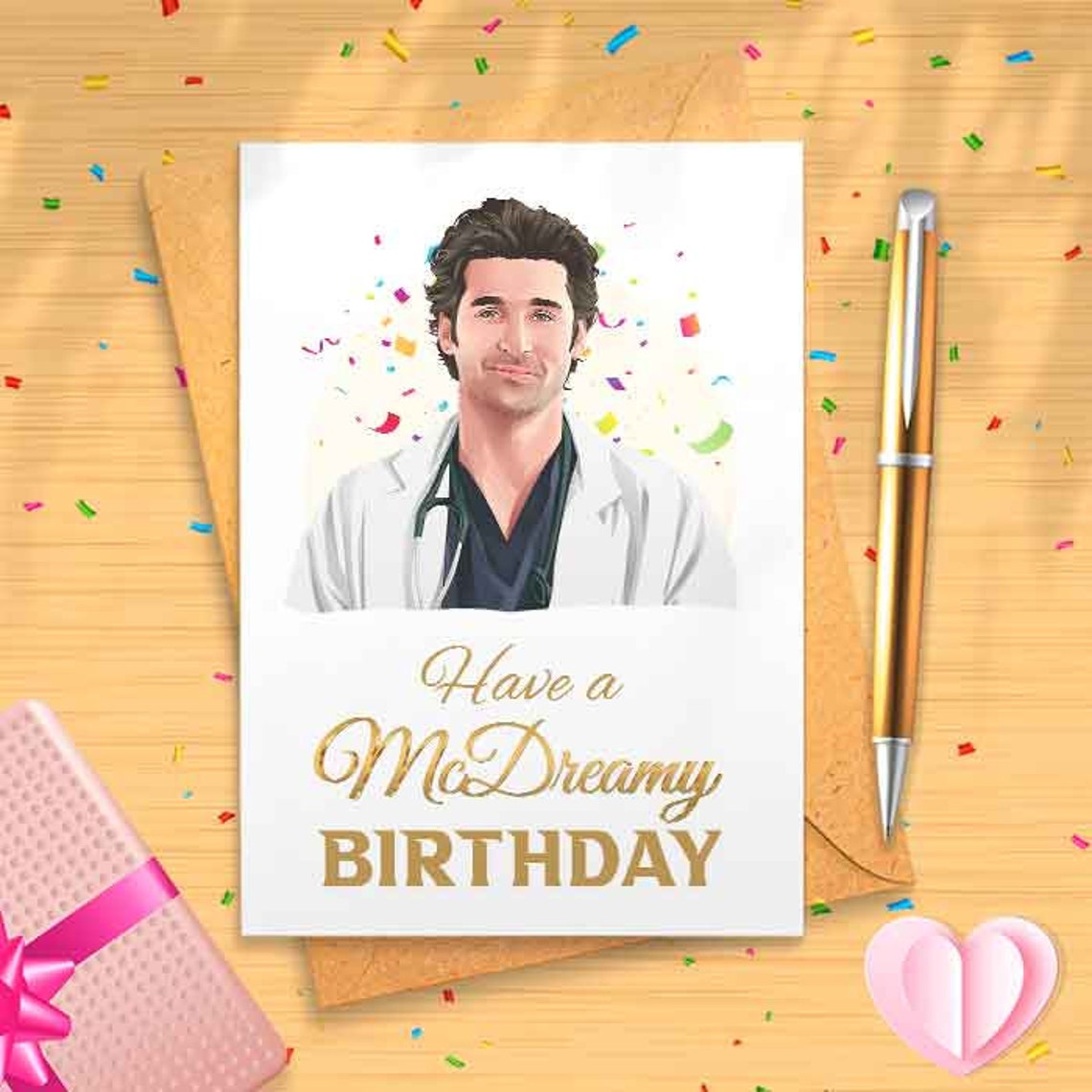 Funny Derek Birthday Card - Funny Birthday Card, Birthday Card, Happy Birthday, Birthday Humor, Seattle Grace, Celebrity Crush [01316]