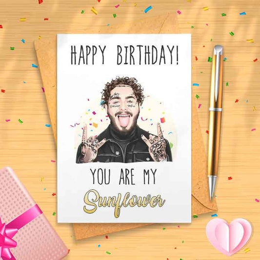 Funny 'You Are My Sunflower' Birthday Card - Sunflower Hip Hop Rap Art Gift Happy Music Fans for Him Her Girlfriend Boyfriend [00168]