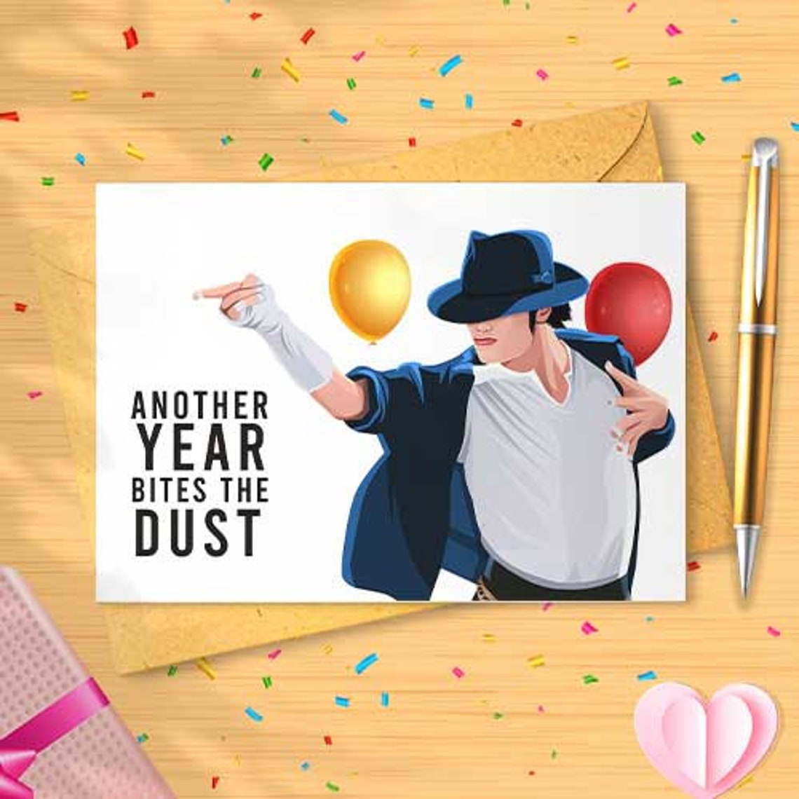 Funny 'Another Birthday Bites The Dust' Birthday Card - Funny Birthday Card, Happy Birthday, Birthday Humor, Pop Culture, Music [01330]