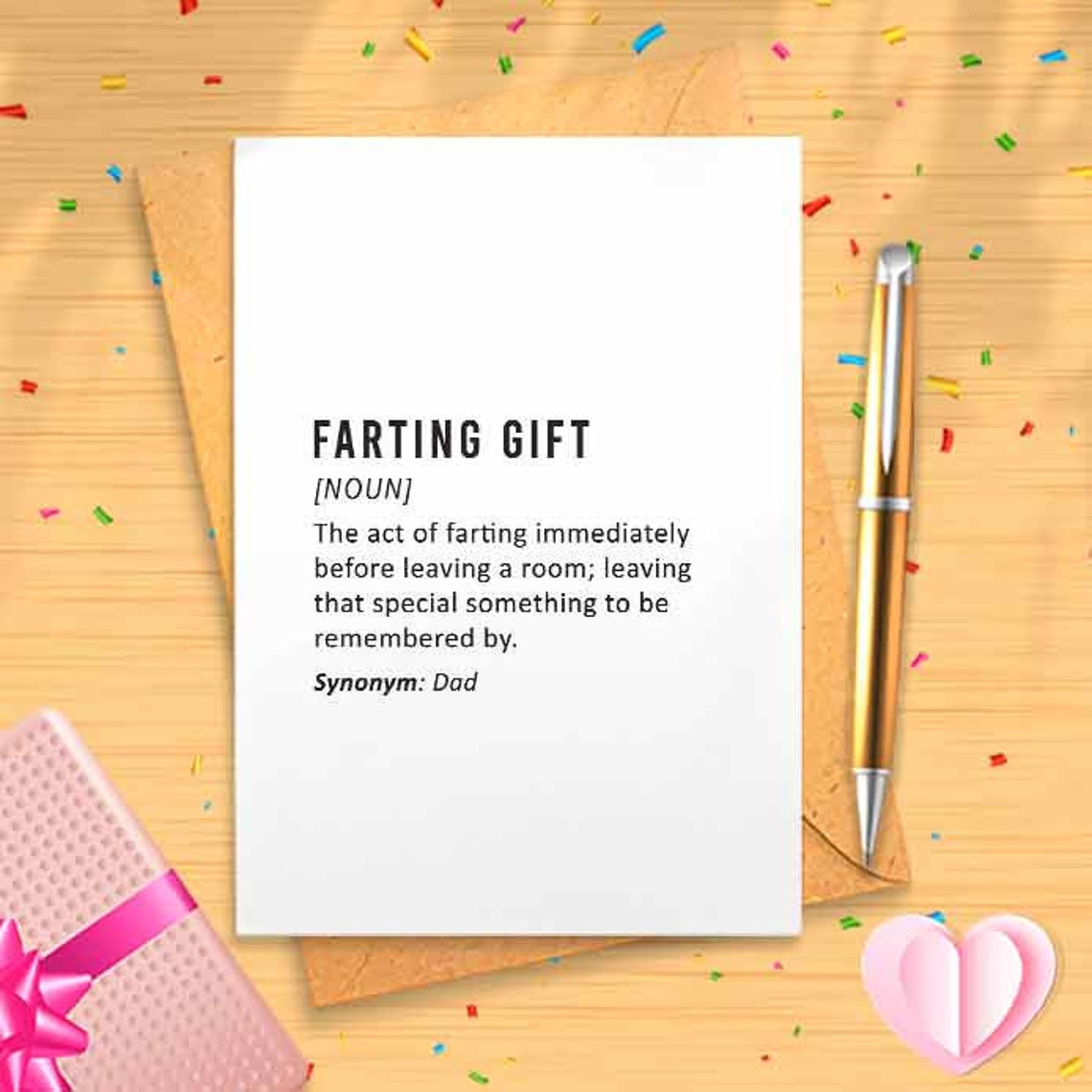 Funny Birthday Card - Definition of a Farting Gift, Funny Dad Gift, Comedy Greetings Card, Rude Gift, Boyfriend, For Him, Husband [00241]