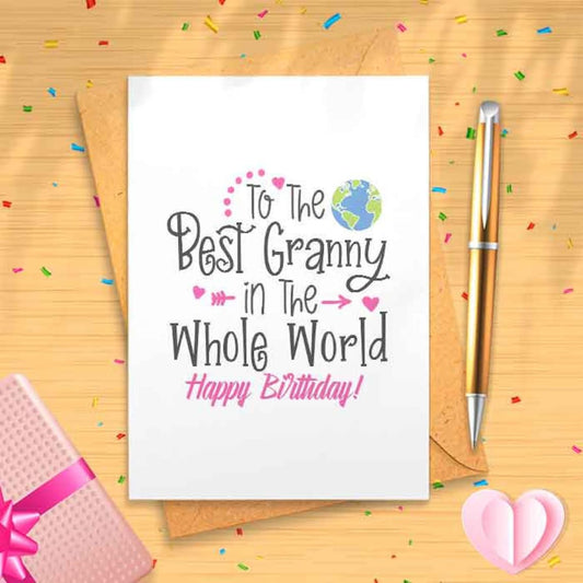 Grandma Birthday Card - Best Granny In The Whole World Birthday Card, Nana Birthday Card, Nannie Birthday Card, Gran Card For Nanny [00616]