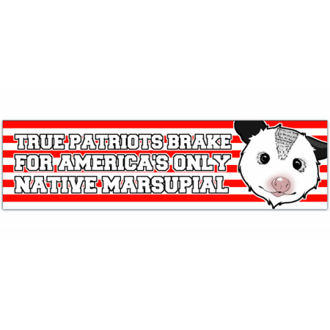 Possum Sticker - I brake for America's only native marsupial - Funny Opossum Weather Resistant Bumper Sticker - I brake for possums [01054]