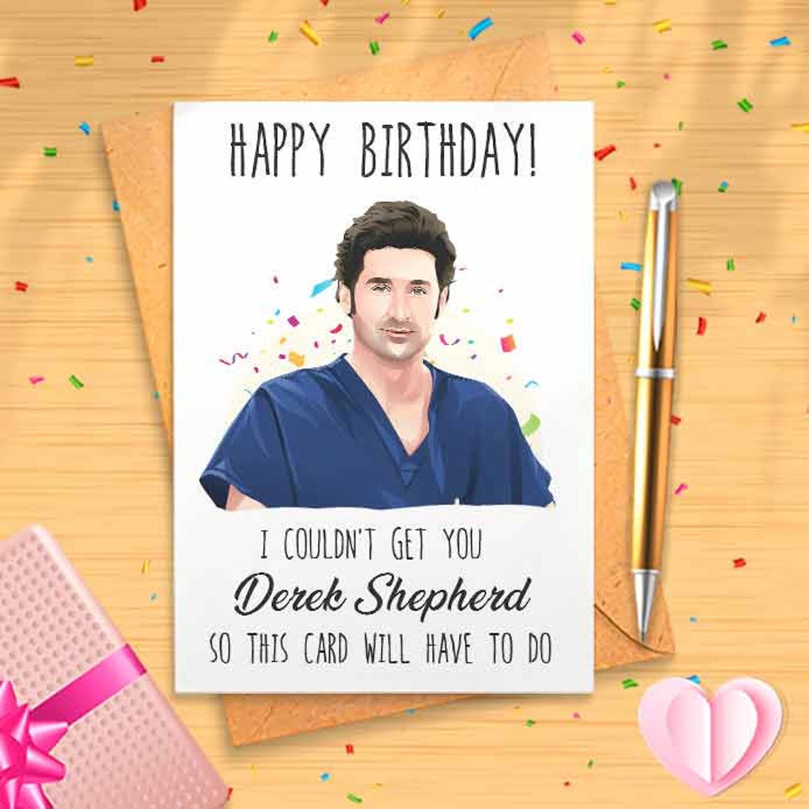 Funny Derek Birthday Card - Funny Birthday Card, Birthday Card, Happy , Birthday Humor, Seattle Grace, Celebrity Crush [00492]