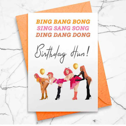 Happy Birthday Hun Card - Birthday, Funny, Rupaul, Slapstick, LGBT, Sashay, Funny Card, Banter [00124]