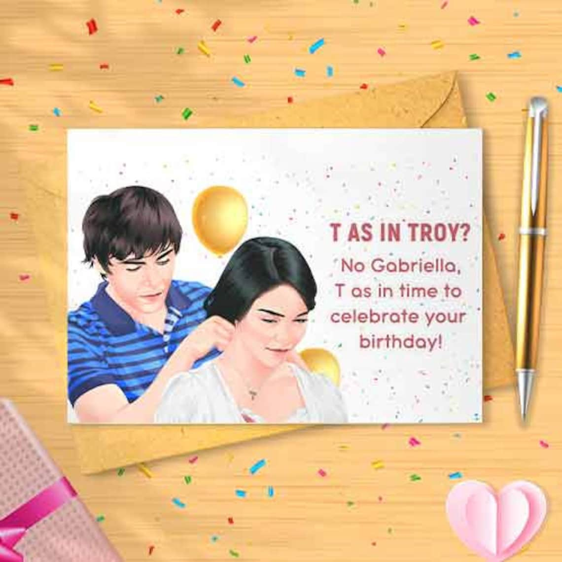 Troy and Gabriella Birthday Card - T As In Troy, Troy Card, Meme Card, Funny Birthday Cards, Birthday Card For Her, Funny Birthday [00108]