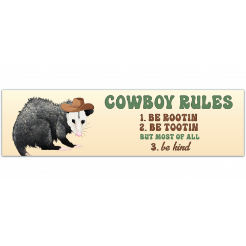 Funny Bumper Sticker, Waterproof Sticker, Possum Sticker, Cowboy Possum, Funny Possum, Possum Cowboy, Gift For Friend, Funny Bumper, Sticker Funny, Bumper Sticker, Possum Cowboy Hat [00107]