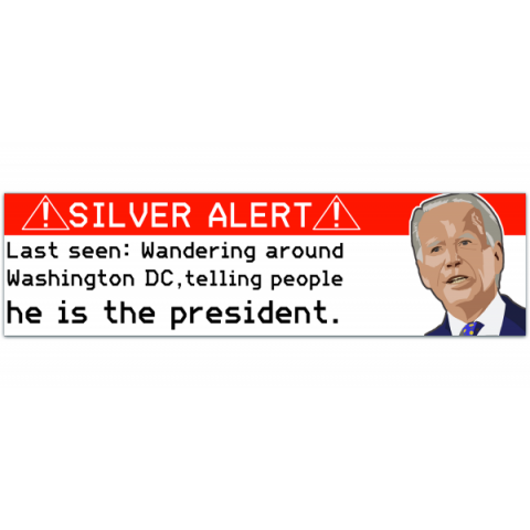 Funny Magnet, Biden Silver Alert (Biden Anti-Democrat), Vote 2024 Bumper Sticker [01075]