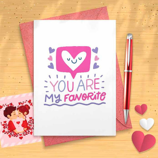 Sweet Anniversary Card - Valentines Card, You Are My Favourite, Fun Love Card, Wedding Day Card, [01045]