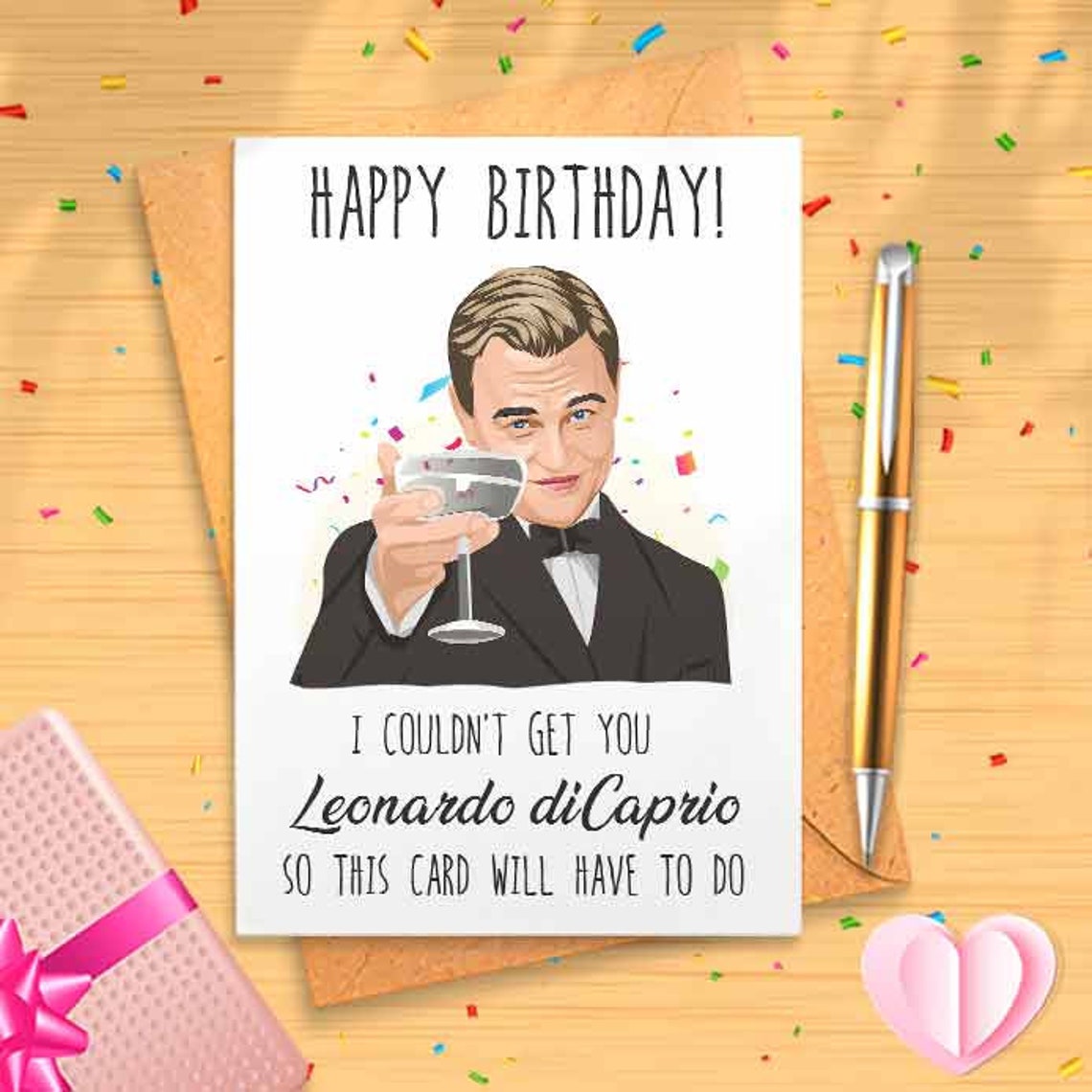 Funny Leonardo Birthday Card, Great Meme, Cheers Meme, Happy Birthday Meme, Personalized Gift [00205]