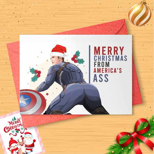 Funny America's Ass Christmas Card, Funny Holidays Card, Holiday Card, Merry Christmas Humor, Inappropriate Christmas Humor [00012]