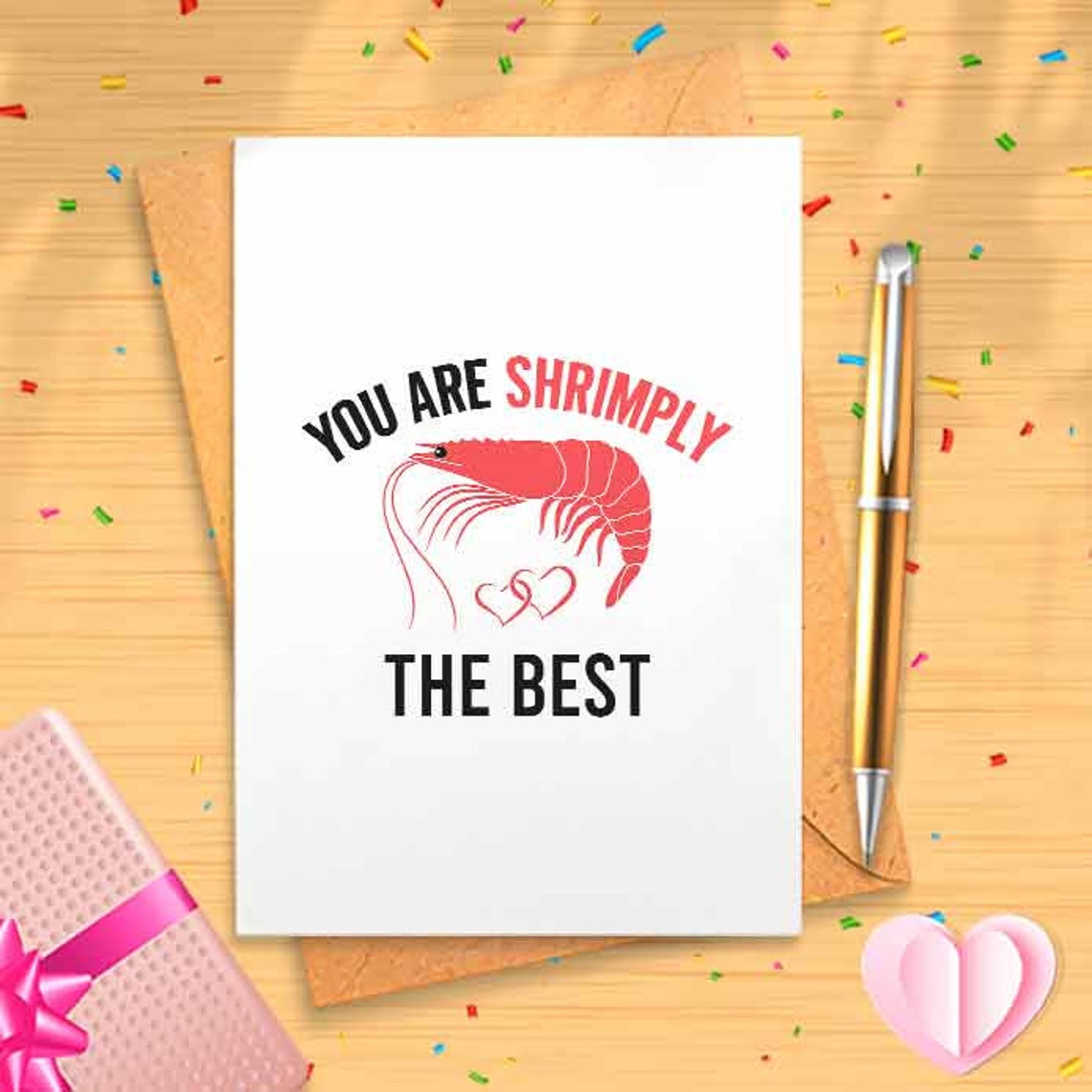 Shrimply The Best - Gift For Him, Gift For Her, Birthday Card, Mum, Dad, Greeting Cards, Funny Birthday Cards [00768]