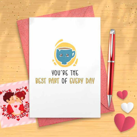 Cute Anniversary Card - Lover Dating Relationship Valentine Lovers Coffee Love Card [00975]