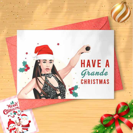 Funny Ariana Christmas Card - Thank U Next, Cloud, Thank You Next, Singer, Pop Culture, Funny Holidays Merry Christmas Humor [00704]