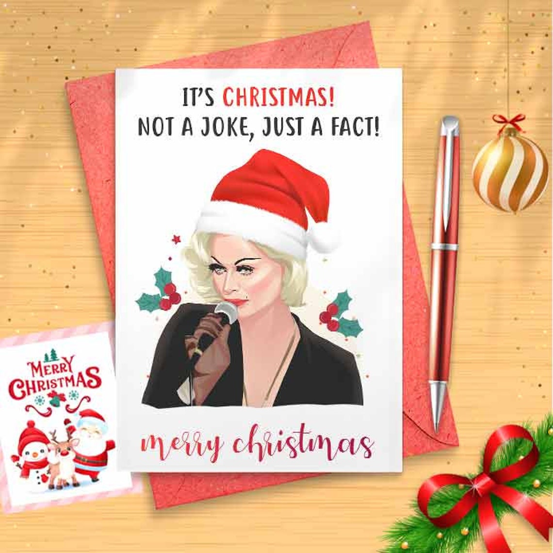 Funny Bimini Christmas Card - Not A Joke Just A Fact, Funny Holidays Card, Holiday Card, Merry Christmas, Christmas Humor, Xmas Gift [00657]