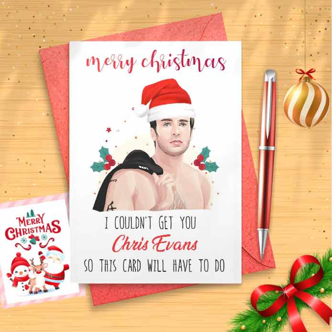 Funny Chris Christmas Card - Funny Holidays Card, Holiday Card, Merry Christmas, Christmas Humor, Merry Christmas, Celebrity Crush [00523]