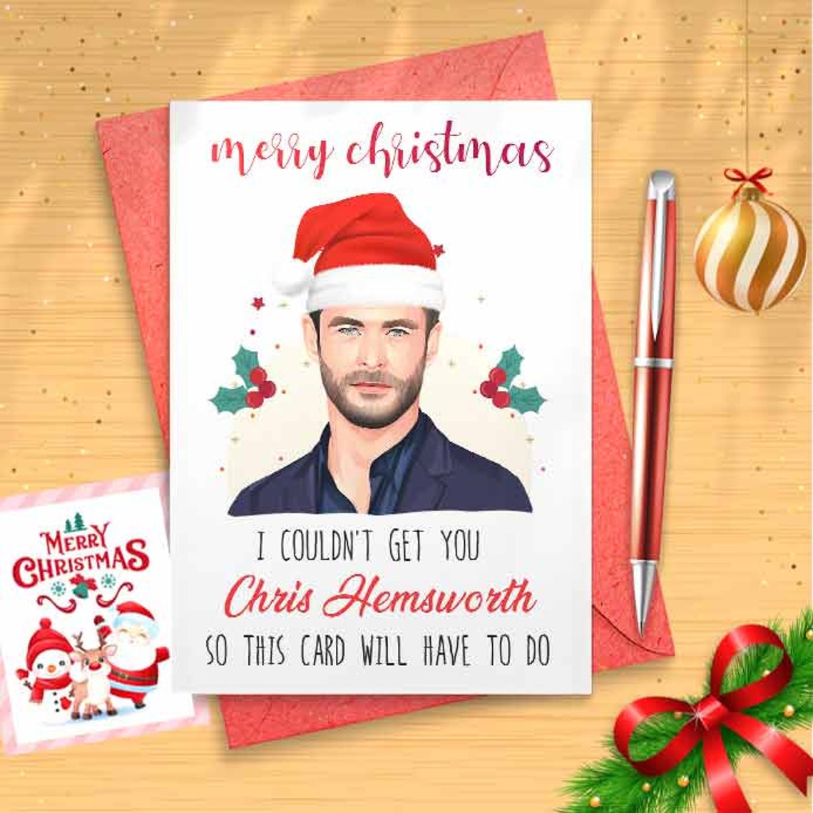 Funny Chris Christmas Card - Funny Holidays Card, Holiday Card, Merry Christmas, Christmas Humor, Merry Christmas, Celebrity Crush [00838]