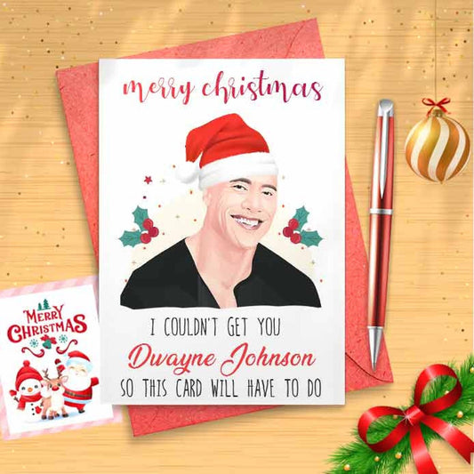 Funny Dwayne Christmas Card - Funny Holidays Card, Holiday Card, Merry Christmas, Christmas Humor, Movie Star, Celebrity Crush [00682]