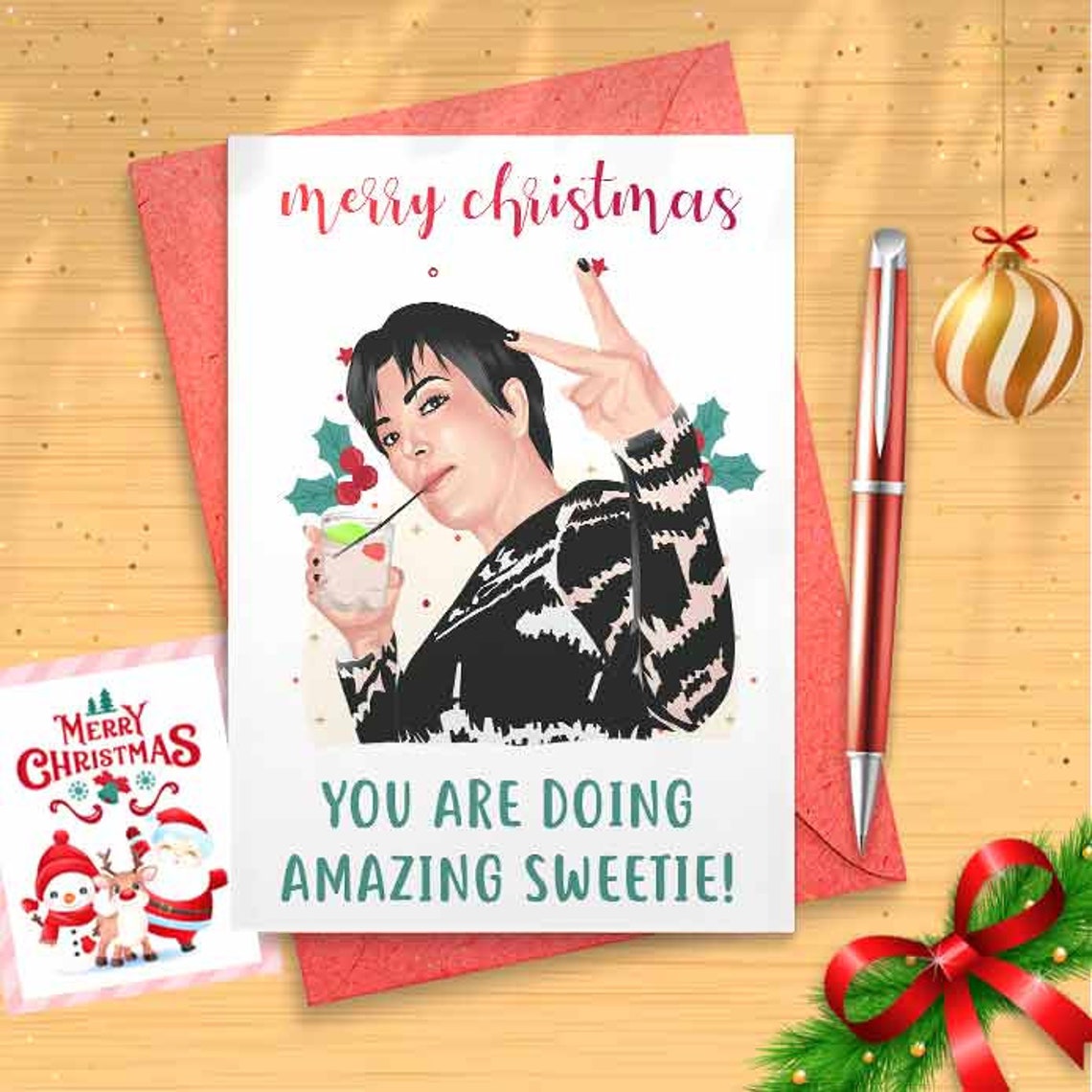 Cute Kris 'Your Are Doing Amazing Sweetie!' Christmas Card - Christmas Wishes, Funny Christmas Card, Happy Christmas For Best Friend [00266]