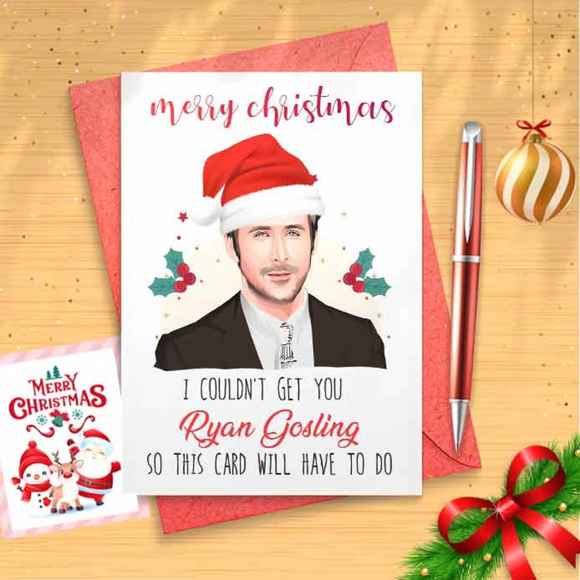 Funny Ryan Christmas Card - Funny Holidays Card, Holiday Card, Merry Christmas, Christmas Humor, Merry Christmas, Celebrity Crush [00711]