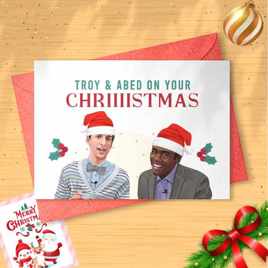 Funny 'Troy & Abed On Your Christmas' Card - Funny Holidays Card, Merry Christmas, Christmas Humor, Christmas Card Set, Tv Series [00400]