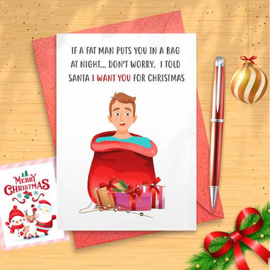 Funny Holiday Card - Funny Christmas Card - For Him, Husband, Boyfriend [00151]