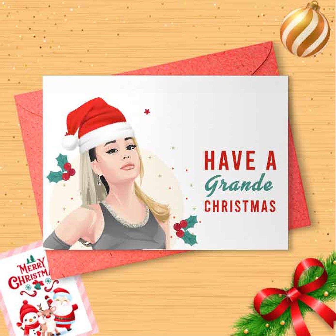 Funny Ariana Christmas Card - Thank U Next, Cloud, Thank You Next, Singer, Pop Culture, Funny Holidays Card Merry Christmas Humor [00477]