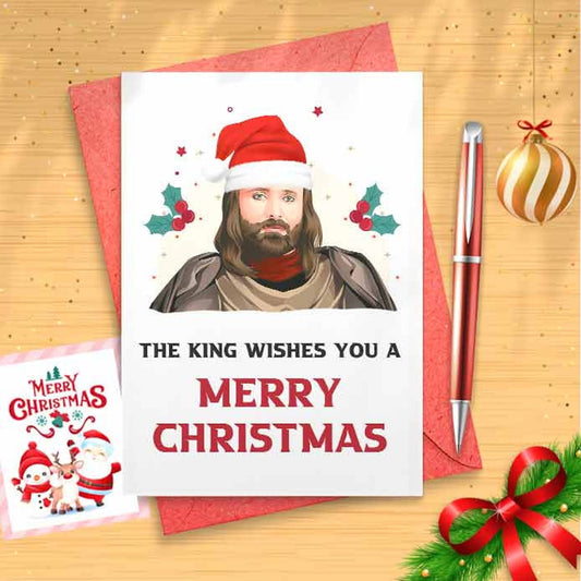 Funny 'The King Wishes You A Merry Christmas' - Funny Holidays Card, Merry Christmas, Christmas Humor, Funny Xmas Card, Tv Series [00856]