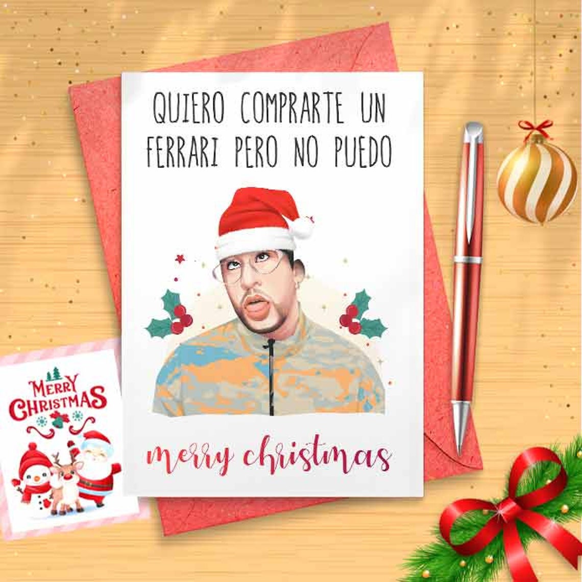 Spanish Rapper Christmas Card - Quiero Comprarte Un Ferrari Pero No Puedo, Maldita Pobreza [00356]