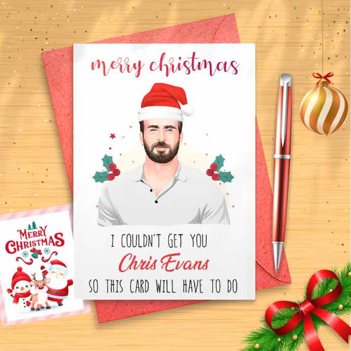 Funny Chris Christmas Card - Funny Holidays Card, Holiday Card, Merry Christmas, Christmas Humor, Merry Christmas, Celebrity Crush [00184]