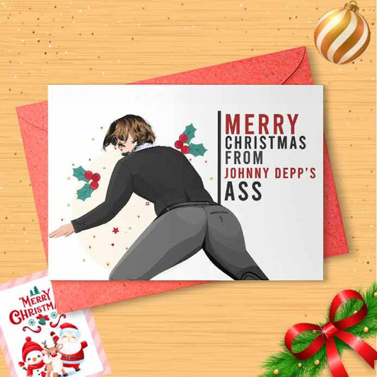 From Johnny's Ass Christmas Card - Celebrity Crush, Christmas Card, Inappropriate Humor Xmas, Naughty Holiday Card [00716]