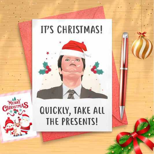 Funny Dwight Office Christmas Card, Festive Christmas Gift, Christmas Idea, Office Holiday Card, Funny Christmas Card, Coworker [00542]