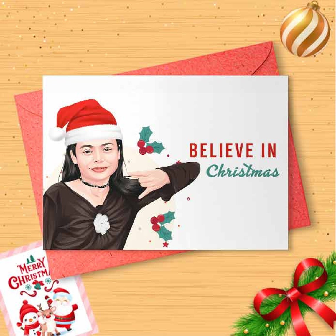 Funny Carly Christmas Card - Believe In Christmas Christmas Card, Funny Holidays Card, Merry, Humor, Funny Xmas, Stocking Stuffers [00849]