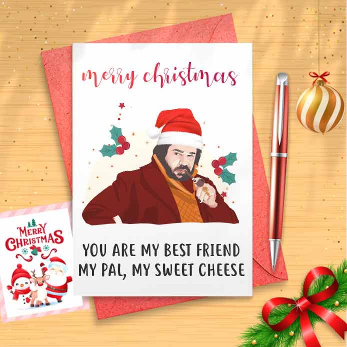 Laszlo Christmas Card, Funny Greeting Card, Xmas Day Card, Mom's Gift, Funny Christmas Card [00081]