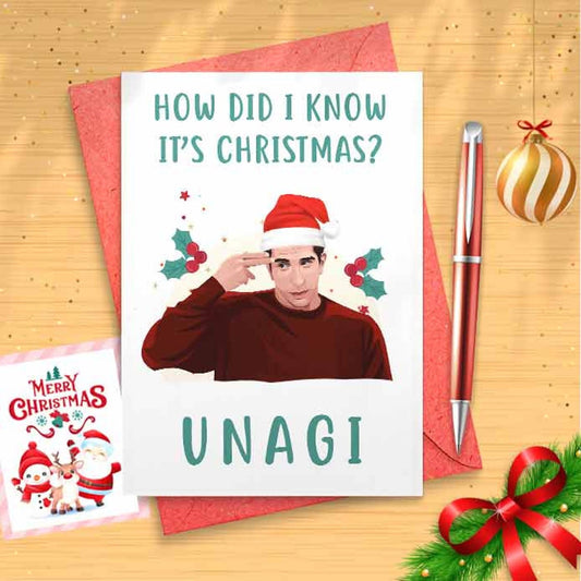 Funny Ross Christmas Card - UNAGI! Funny Holidays Card, Holiday Card, Merry Christmas, Christmas Humor, Funny Xmas Card [00467]