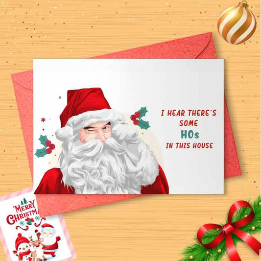 Funny Santa Christmas Card - Funny Holidays Card, Merry Christmas, Humor, Stocking Stuffers, For Bestfriend, Bestie, Sister [00424]