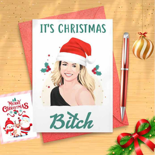 Funny Britney Christmas Card - Funny Holidays Card, Merry Christmas, Rude Card, Funny Xmas Card, Stocking Stuffers, Music [00686]