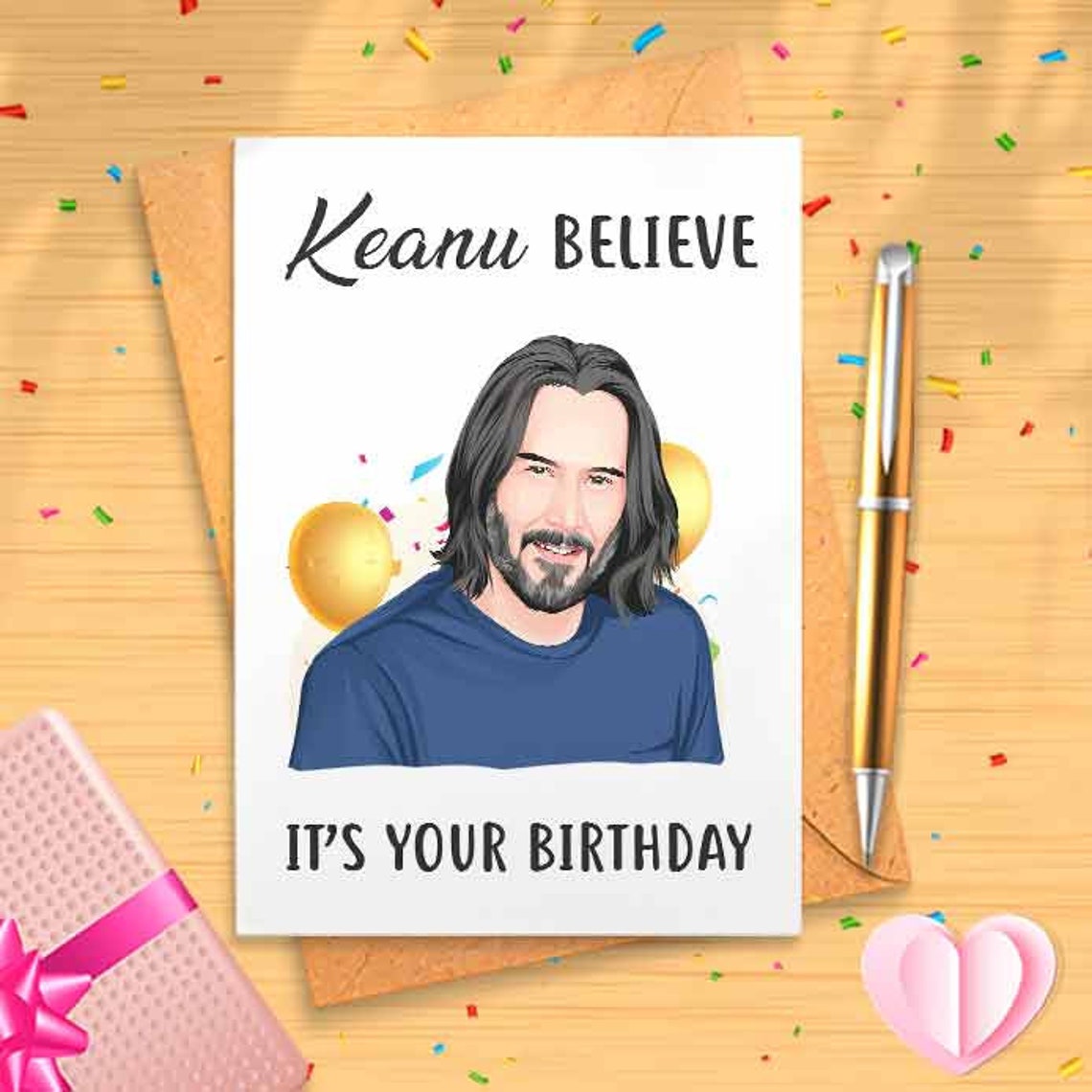 Keanu Reeves Funny Birthday Card, Greeting Card, Meme [00130]