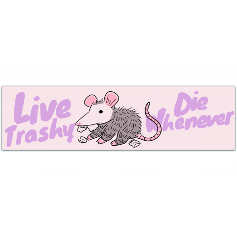 Possum Bumper Sticker | Live Trashy Die Whenever | Opossum Sticker | Sticker for Laptop | Funny Sticker [01183]