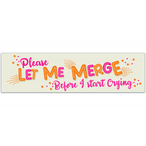 Please Let Me Merge Before I Start Crying - Funny Bumper Sticker, Weird Weatherproof Car decal, bestie please, Gen Z [01196]