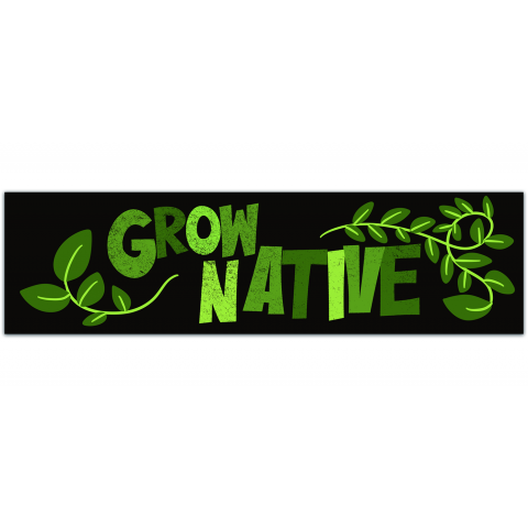 Grow Native Bumper Sticker with California Wildflowers, Monarchs, and Bumble Bees. Plant Native! [01198]