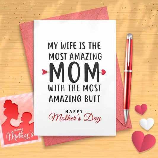 Amazing Wife Amazing Butt - Wife Card, Funny Mothers Day Card, Mothers Day For Wife Card, Card For Wife [00160]