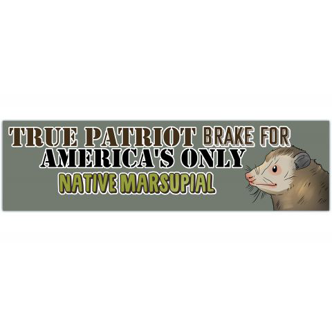 Possum Sticker - I brake for America's only native marsupial - Funny Opossum Weather Resistant Bumper Sticker - I brake for possums [01212]