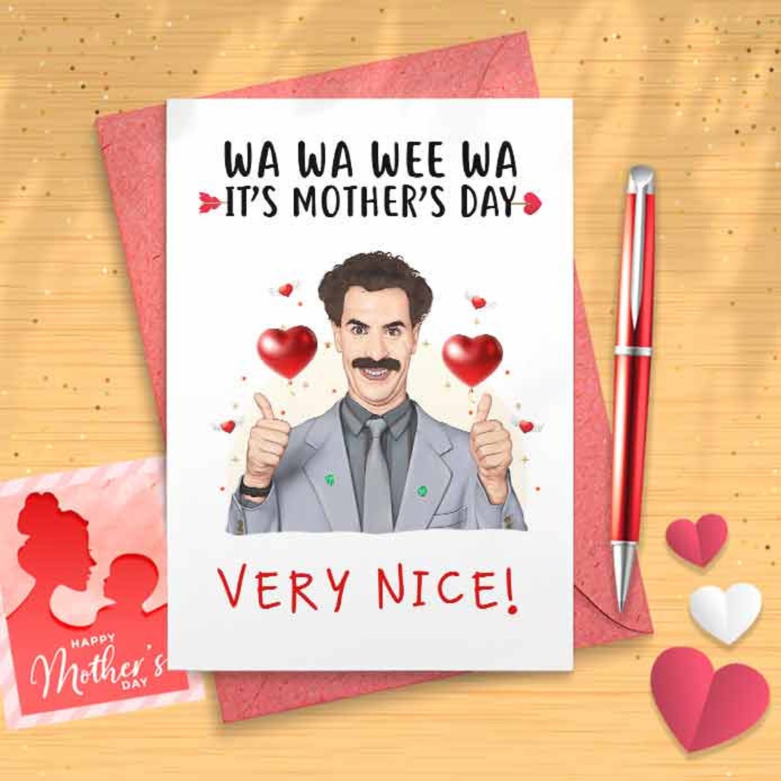 Funny Borat Mother's Day Card - Mothers Day Card, Mother's Day, Personalised Card, Happy Mothers Card, Card For Mom Grandma, First [01088]