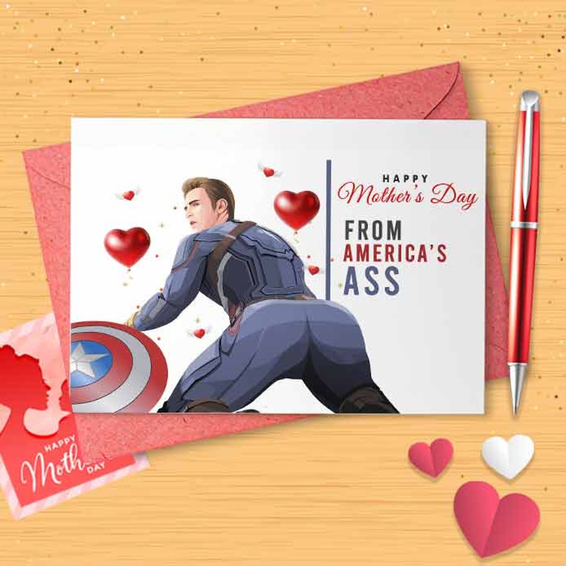 Funny America's Ass Mother's Day Card - Mothers Day Card, Funny Mother's Day, Personalised Card, Happy Mothers Card, Card For Mom [00843]