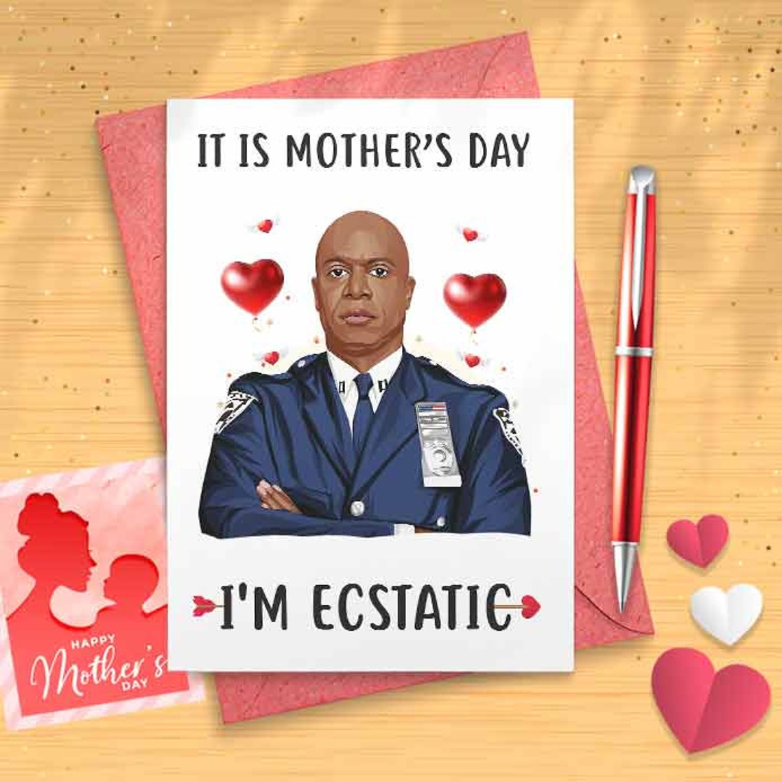 Funny Captain Holt Mother's Day Card - Mothers Day Card, Funny Mother's Day, Personalised Card, Happy Mothers Card, Card For Mom [00914]