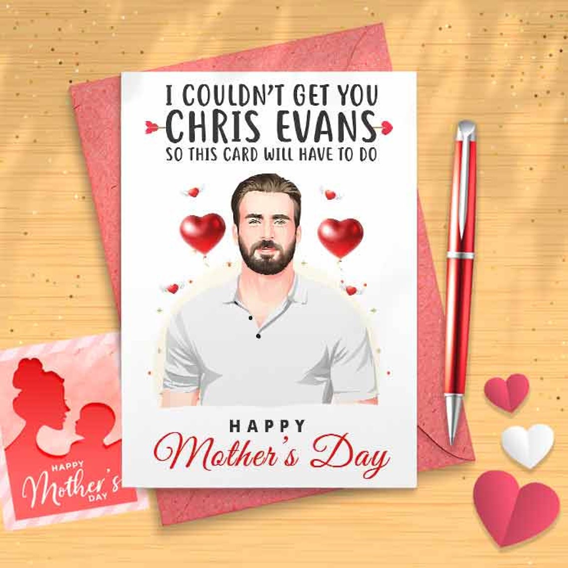 Funny Chris Evans Mother's Day Card - Funny Mother's Day, Personalised Card, Happy Mothers Card, Card For Mom Grandma, Mothers Day [00702]